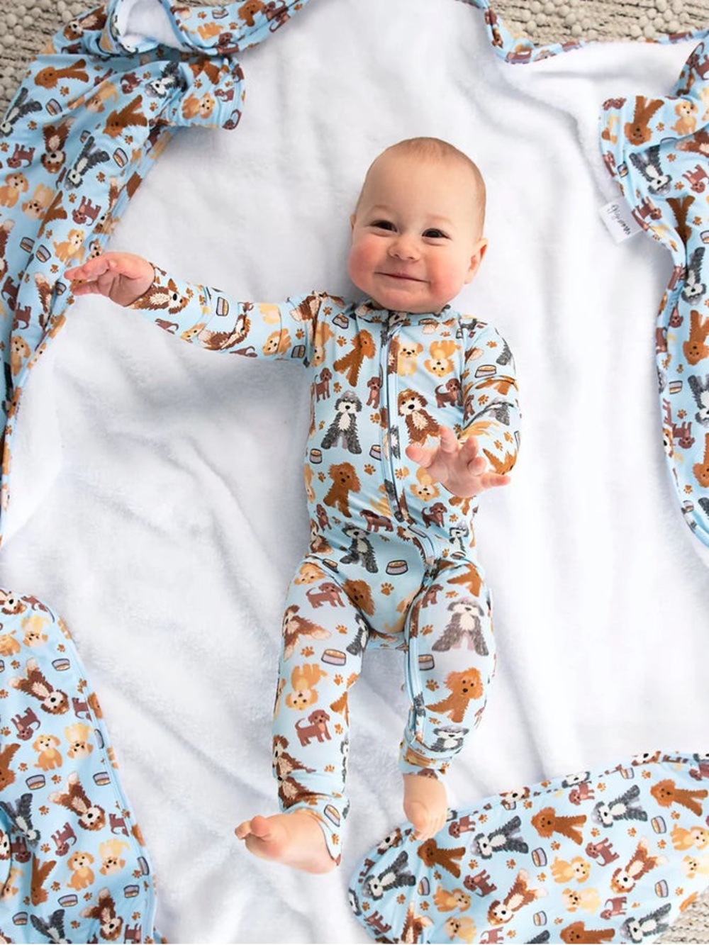 Gigi and Max Dog Print Bamboo Zippy